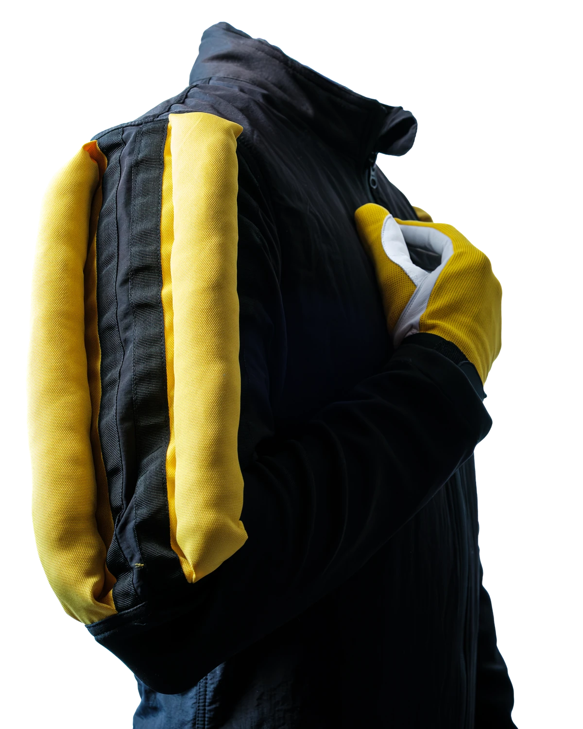 Détail des grips jaunes sur une combinaison Skydrop Wear